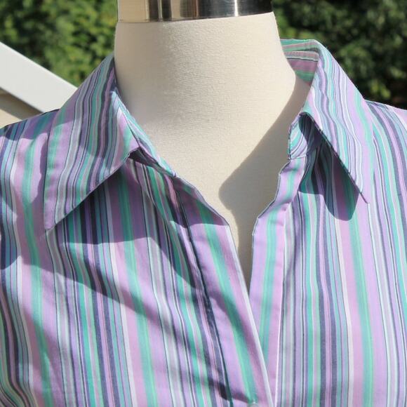 Tahari Women's Striped Paisley Elaine Shirt Casual Button Down Size L - Picture 7 of 16